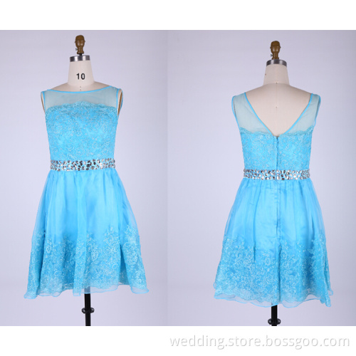 Cheap Chiffon A-Line High Neck Short Evening Dresses